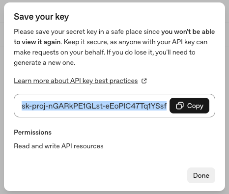 Copy API Key