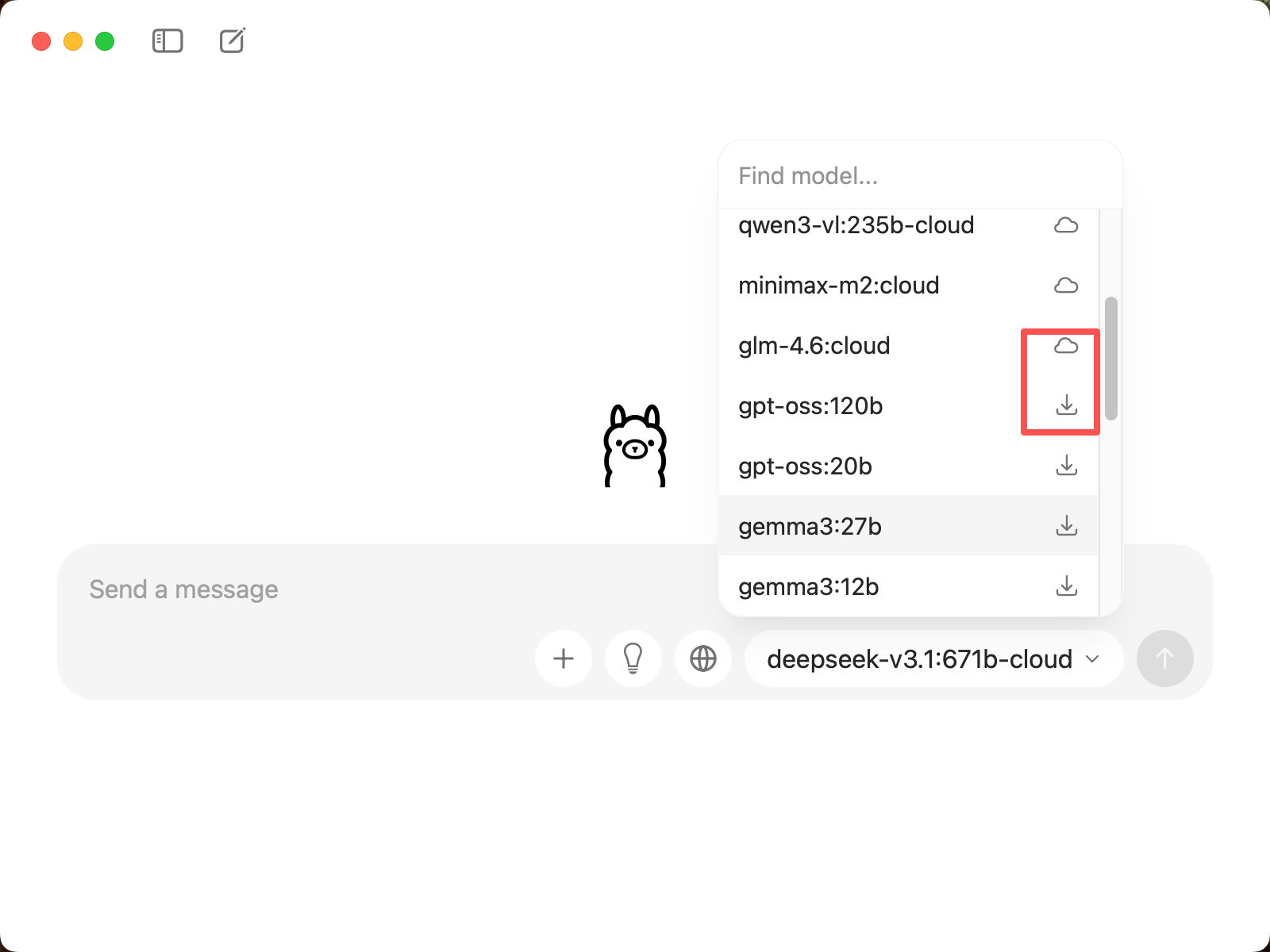 Model Selection Interface